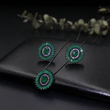  Round Flowers pendant necklace and  stud earring jewelry set for women with AAA Cubic Zircon hight quality fashion jewelry sets 