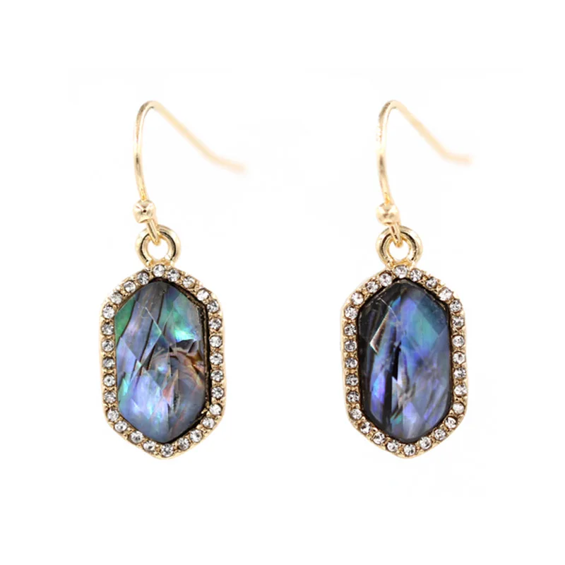 

Crystal Around Small Oval Faceted Resin Stone Drop Earrings for Women