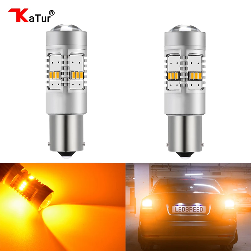 

Katur 2pcs 1156 BA15S P21W LED 1800 Lumens 3020 Chips 6000K White Orange/Amber Turn Brake Lights Reverse Lamp DRL Car Tail Bulb