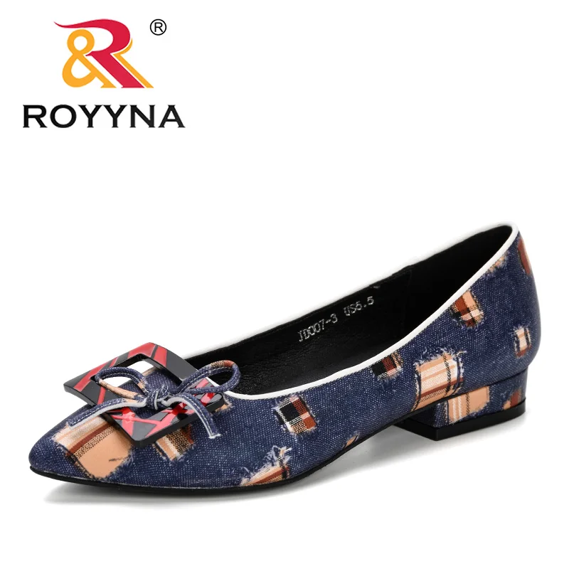 

ROYYNA 2019 New Style Women's Pointed Toe Pumps Spring Autumn Shallow Slip On Women Low Heel Pumps Office Lady Casual Shoes