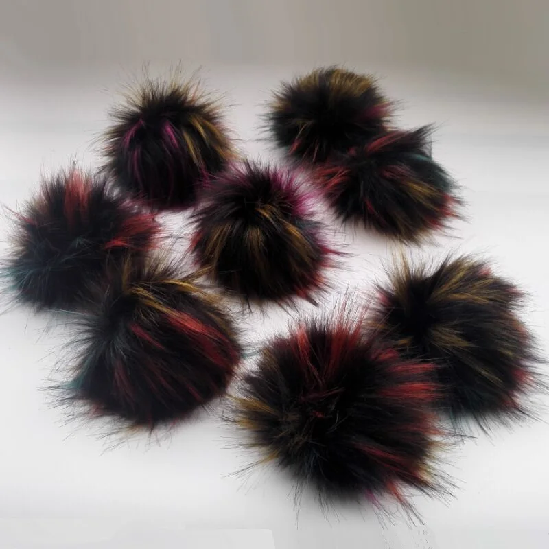 50 шт./лот 15 см съемная Радуга Faux Fur pom имитация меха енота мяч для вязаные шапочки Skullies шапки шляпы аксессуары