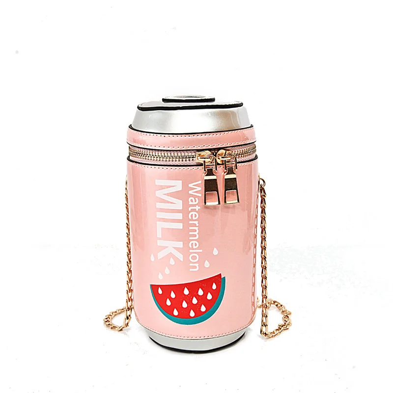 New Cartoon Cute Women Bag Creative Personality Funny Cola Bottle Shoulder Bag Fashion Wild Chain Bag Soft Novelty PU Female Bag