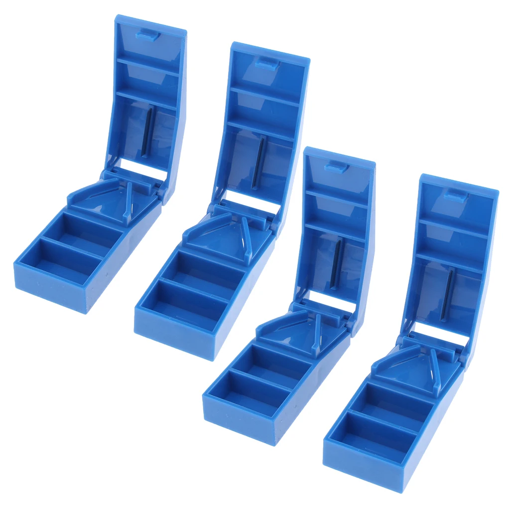 

Pack of 4pcs Adults Kids Blue Ergonomic ABS Pill Splitters Cutters Unique V-shape Grips Pills for an Accurate Cut
