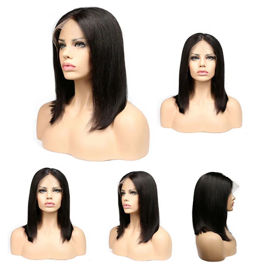 

Europe and America Wigs Black Hair Short Wigs Black Brazilian Lace Hair Lace drop shipping 0915
