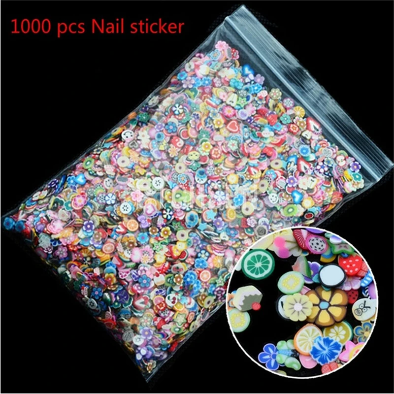 

1000pcs/pack DIY 3D Fruit Flowers Feather Design Stickers Decoration Tiny Fimo Slices Polymer Clay Girls Toys Stickers Gift