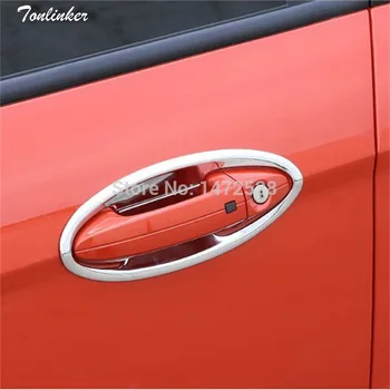 

Tonlinker 8 PCS DIY Car Styling ABS Chrome Car Door Handle Door Bowl Light Box Case stickers for Ford Ecosport Fiesta 2013 2014
