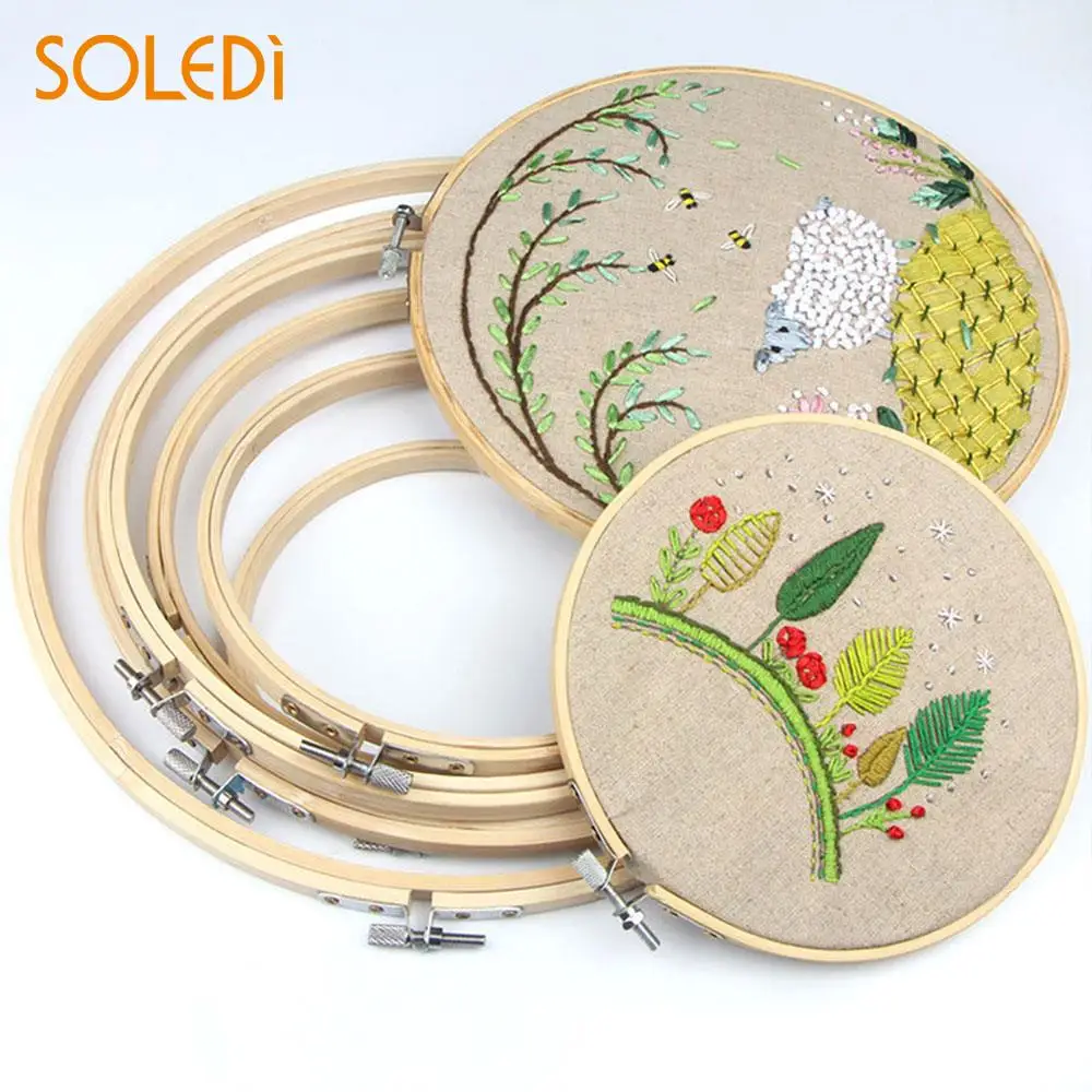

20CM Bamboo Alloy Circle Tent Ring Embroidery Hoop Frame Cross Stitch Manual Gadgets DIY Circle Tent Ring Useful Craft Round