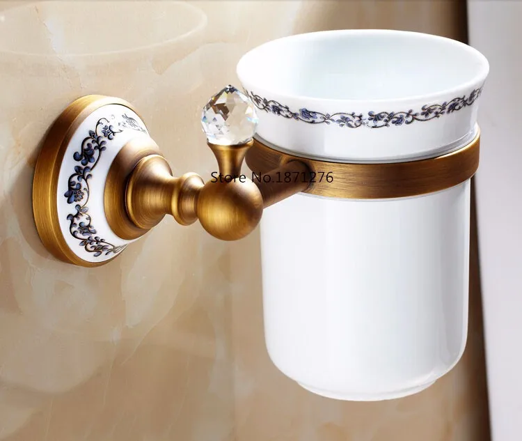 Новые высококачественные настенные держатели для туалетной щетки, латунные керамические чашки под старину, золото, хром, 3 цвета в комплекте, держатели для туалетной щетки