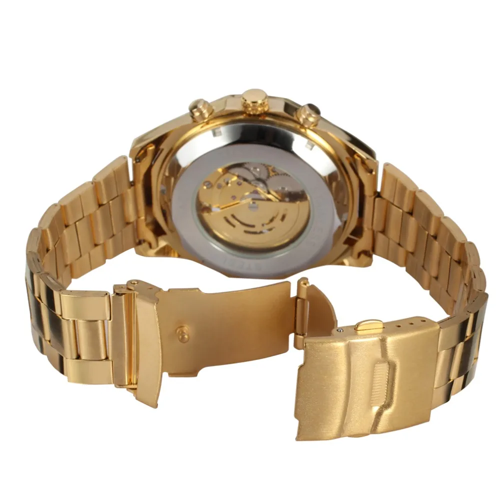 Wholesale Gold Color Skeleton Automatic Mechanical Watch Made From China Factory