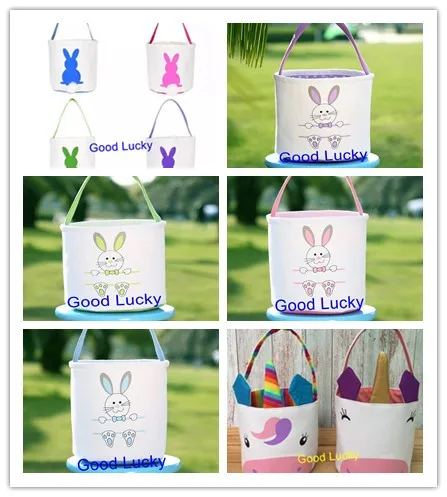 

50pcs/lot mixed 10 styles bunny easter bucket hot selling rabbit easter basket egg hunting easter tote bag bucket