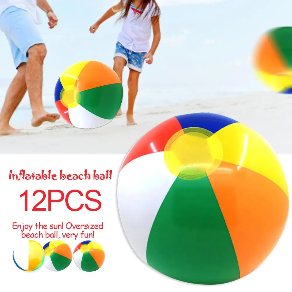 

12PCS 30CM Inflatable Beach Ball Colorful Outdoor Water Sports Fun Swimming Pool Float Game Ball For Kids Adult Water Sports