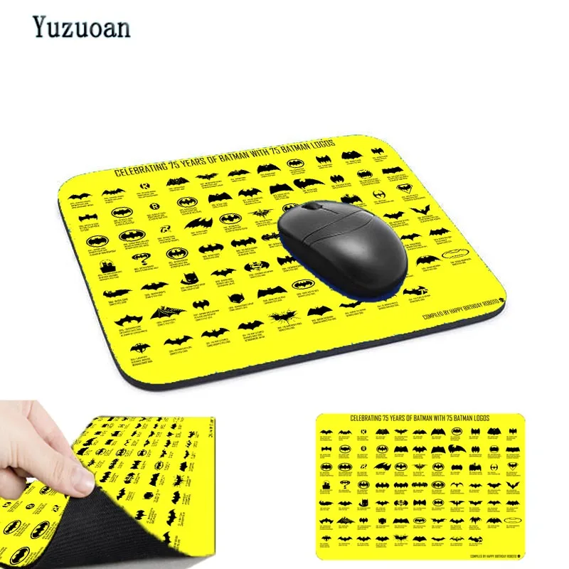 

Yuzuoan Top Game Batman Logo Yellow Mouse Pad Computer Gaming Rubber MousePads 180*220*2mm or 250*290*2mm Decorate your desk