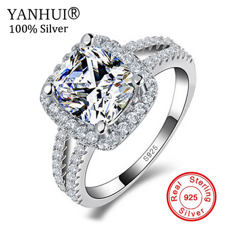 Big Promotion!!! Fine Jewelry 100% Real 925 Sterling Silver Ring 3 Carat CZ Diamant Engagement Wedding Rings For Women JZR066