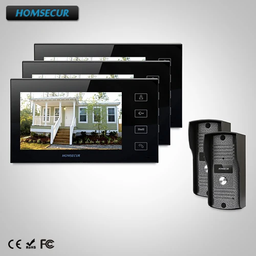 

HOMSECUR 7" Video Door Phone Intercom System+One Button Unlock for Apartment TC031 Camera + TM704-B Monitor