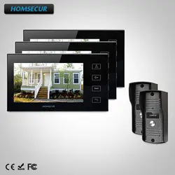 HOMSECUR 7 "телефон видео домофон системы + одна кнопка разблокировать для квартиры TC031 камера TM704-B мониторы