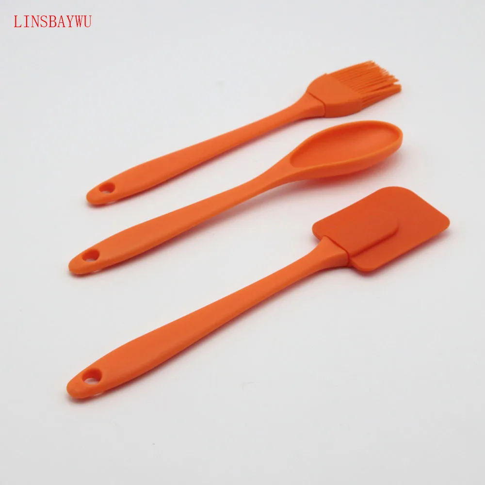 LINSBAYWU 3PCS/Set Silicone Spatula Spoon Brush Kitchen Cooking Utensil