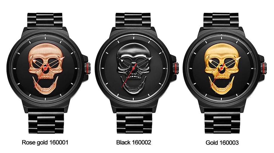 3D черные часы пират Череп Стиль кварцевые мужские часы Брендовые мужские военные стальные мужские спортивные часы водонепроницаемые Relogio Masculino