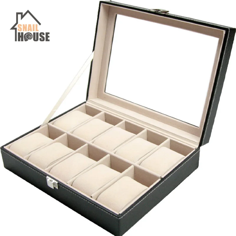 

Snailhous New Style Watch Storage Box Watch Collection Organiser Durable Beautiful Multiple Colors Home Office Storage
