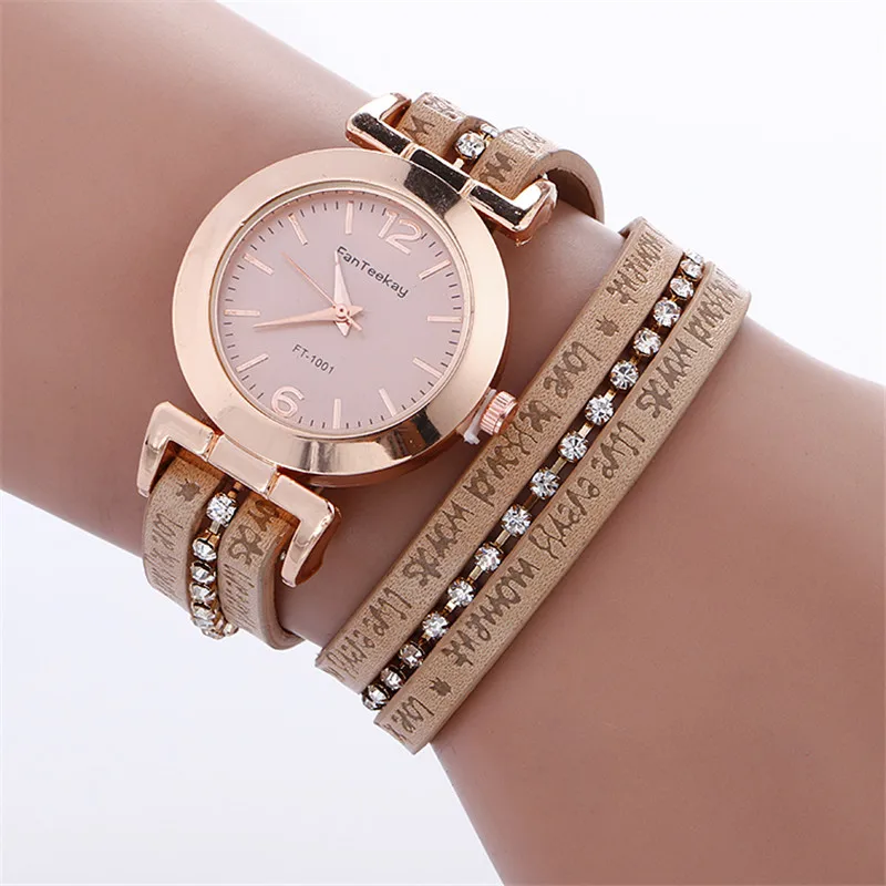 New Fashion 2017 Lady Weave Leather watch wrap around Rose Gold case Elegance wristwatch