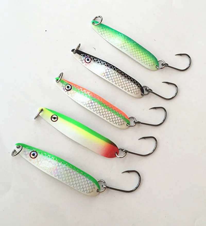 8g And 15g Hybrid Spoon Single Hook Bait Pure Copper Metal Double Paint Luminous Tackle Salt