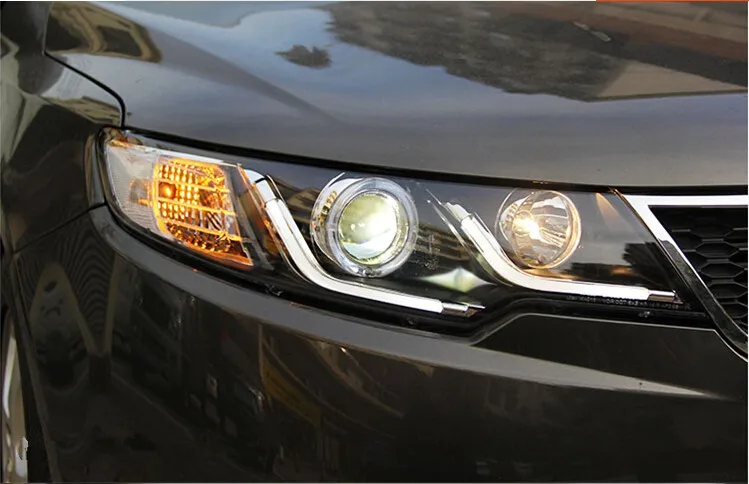 Автомобильный Стильный чехол для головного фонаря для Kia Forte 2009-2013 фары светодиодный фары DRL Объектив Двойной Луч Биксенон HID автомобильные аксессуары