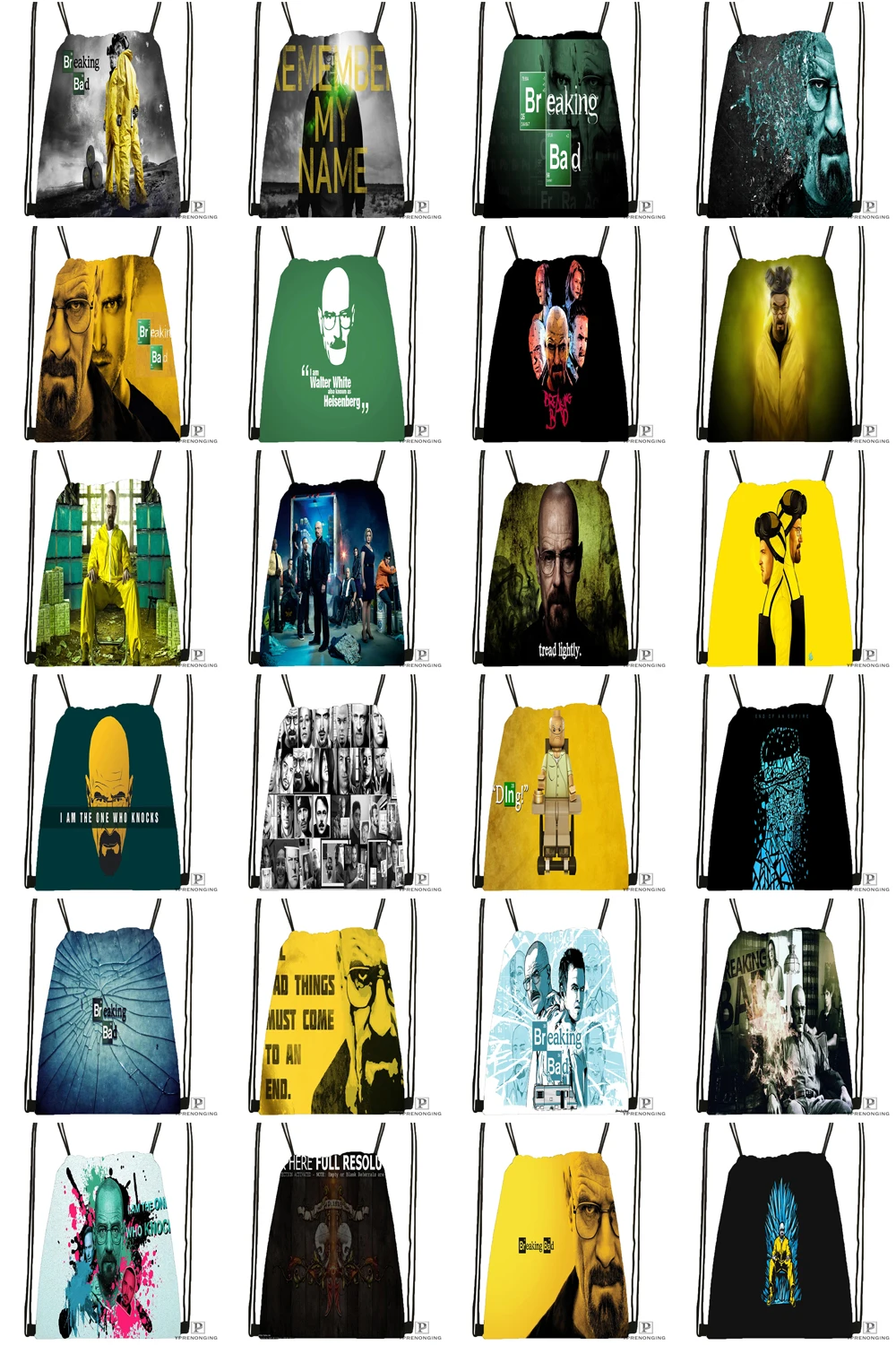 Пользовательские Breaking Bad Drawstring сумка-рюкзак милый рюкзак детский Ранец (черный назад) 31x40 см #180531-03-71