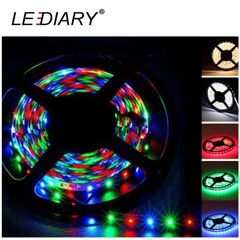

LEDIARY LED Flexiable RGB Strip Lighting 300LED 5M 3528 12V IP20 Non-waterproof For Christmas Light Decoration Strip Only