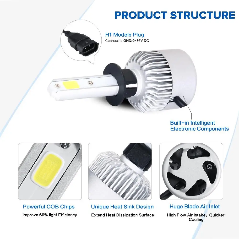 Oslamp H7 H1 COB автомобильная светодиодная лампа для фары Hi lo Beam 72 Вт 8000lm Авто