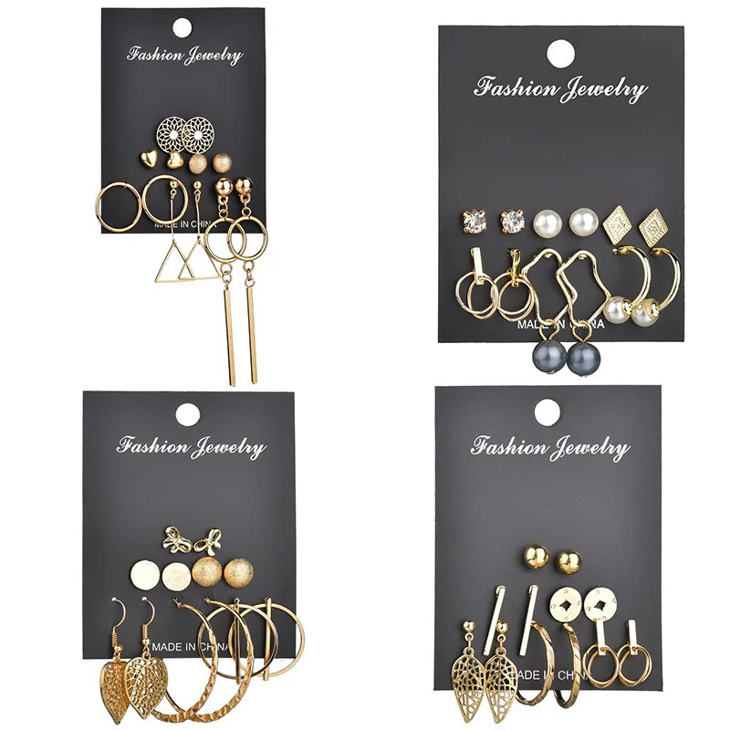

Modyle Trendy Female Simulated Pearl Stud Earrings For Women Gold Circle Earring Set Punk Style Girls Jewelry