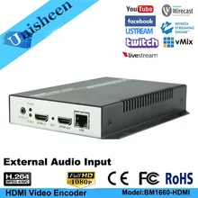 Unisheen H.264 IPTV Encoder HDMI in out Video to IP Youtube Facebook RTMP Live Streaming Vmixe Wirecast OBS Xsplit