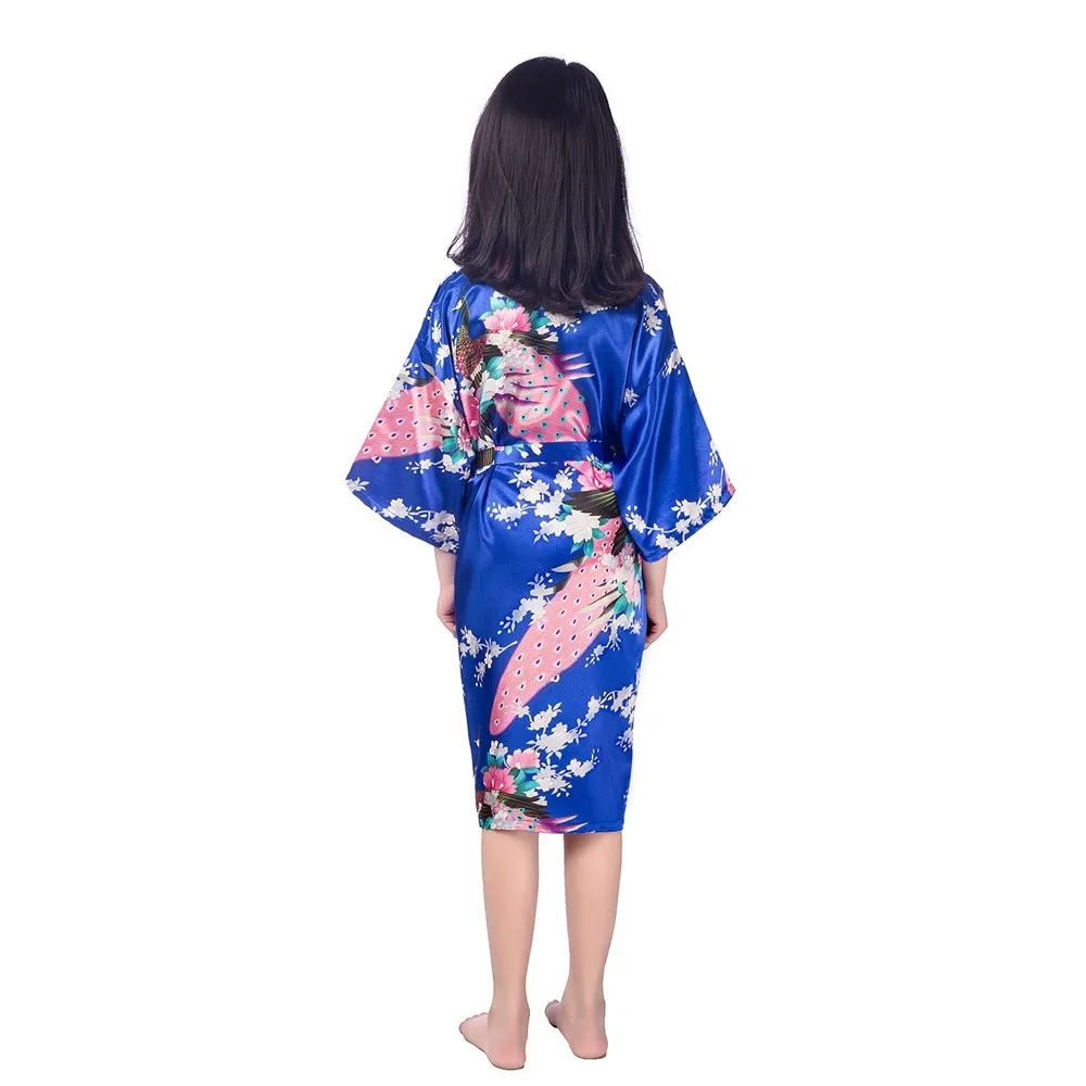 Новые детские шелковые цветочные халат кимоно Халаты подружки невесты платье с цветочным узором для девочек детский халат пижамы детская