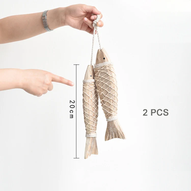 2 small fishes Скандинавские подвесные украшения, винтажные Деревянные Ремесла, украшения в виде рыбы, скандинавском стиле, Ретро стиль, домашний декор для гостиной, Настенный декор - Цвет: 2 small fishes