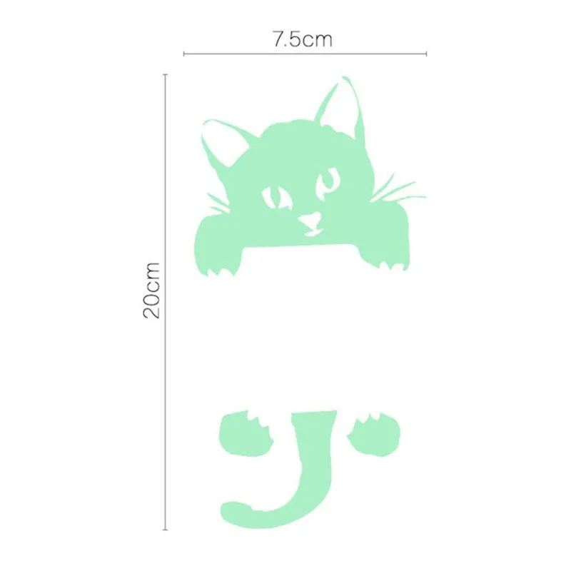 Животные настенные наклейки s для детской комнаты милый креативный котенок кошка светящееся Серебристое свечение переключатель наклейки домашний декор Съемная Фреска