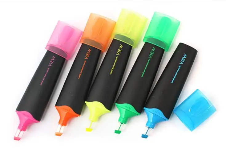6pcs Uni ball Water based Highlighters Fluorescent Key Marker Viewable