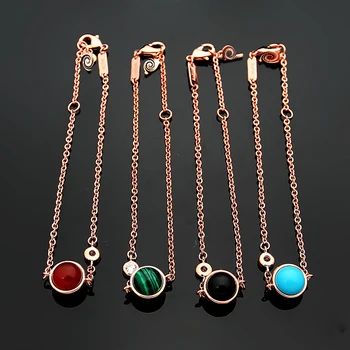 

High Quality Rose Gold Tone 4 Kinds of Color Rotatable Bead P Earl Bracelet for Women Best Gift