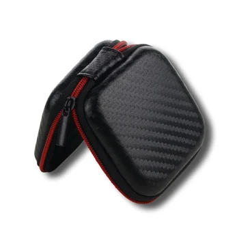 

Black Mini Storage Bag Portable Small Zipper Case For Earphone , Data Cable , Keys , EVA Container Earbuds Pouch Holder