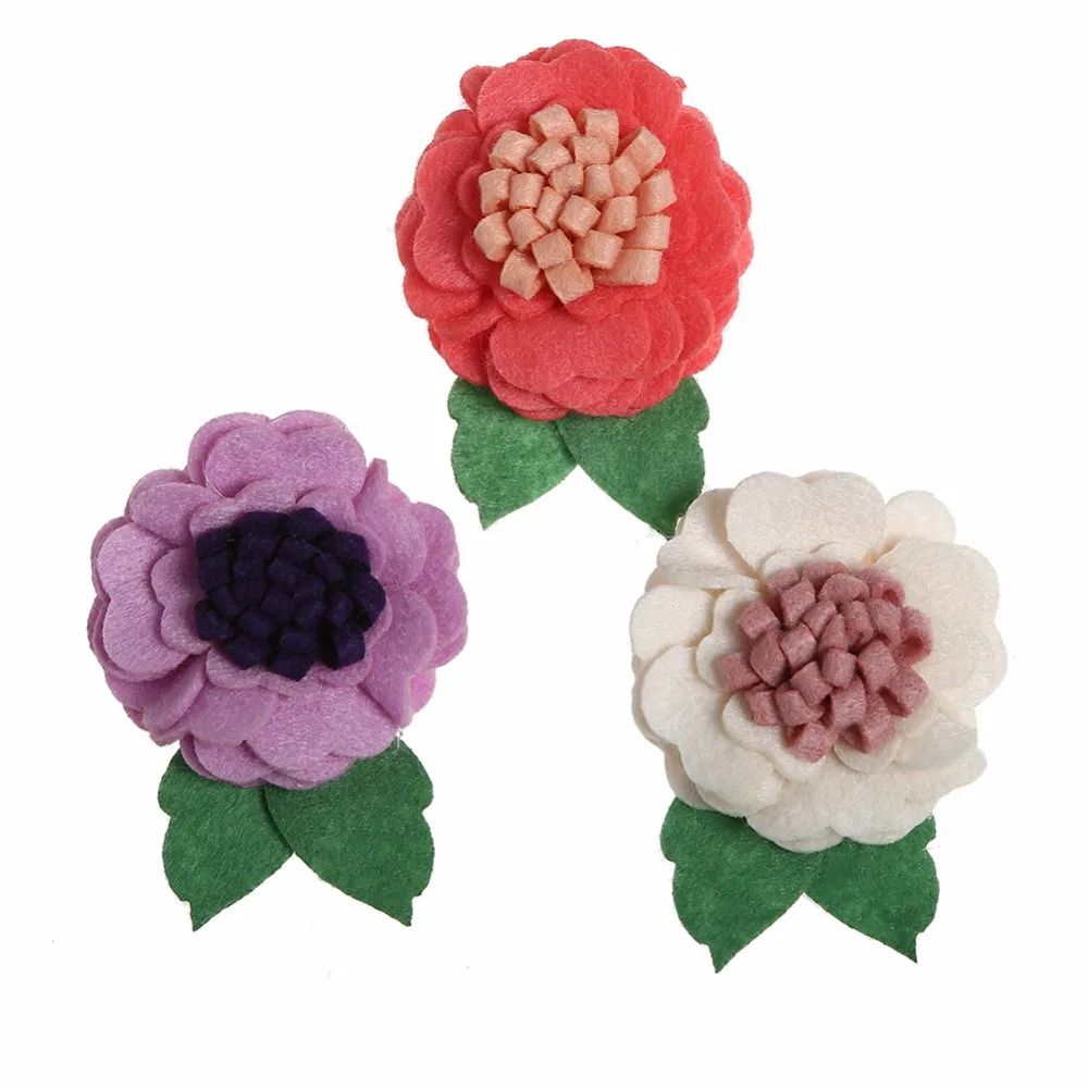 

10pcs/lot Kids Headwear Felt Layered Rosettes Flowers Noodle Desgin Pistil Flowers Decoration for Girls Baby Headband MOMLOVEDIY