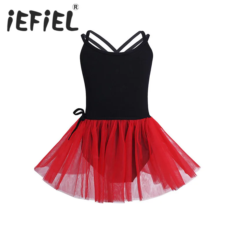 

iEFiEL Kids Girls Dancewear Children Princess Ballerina Fairy Party Costume Gymnastic Ballet Dress Leotard with Mesh Tied Skirt