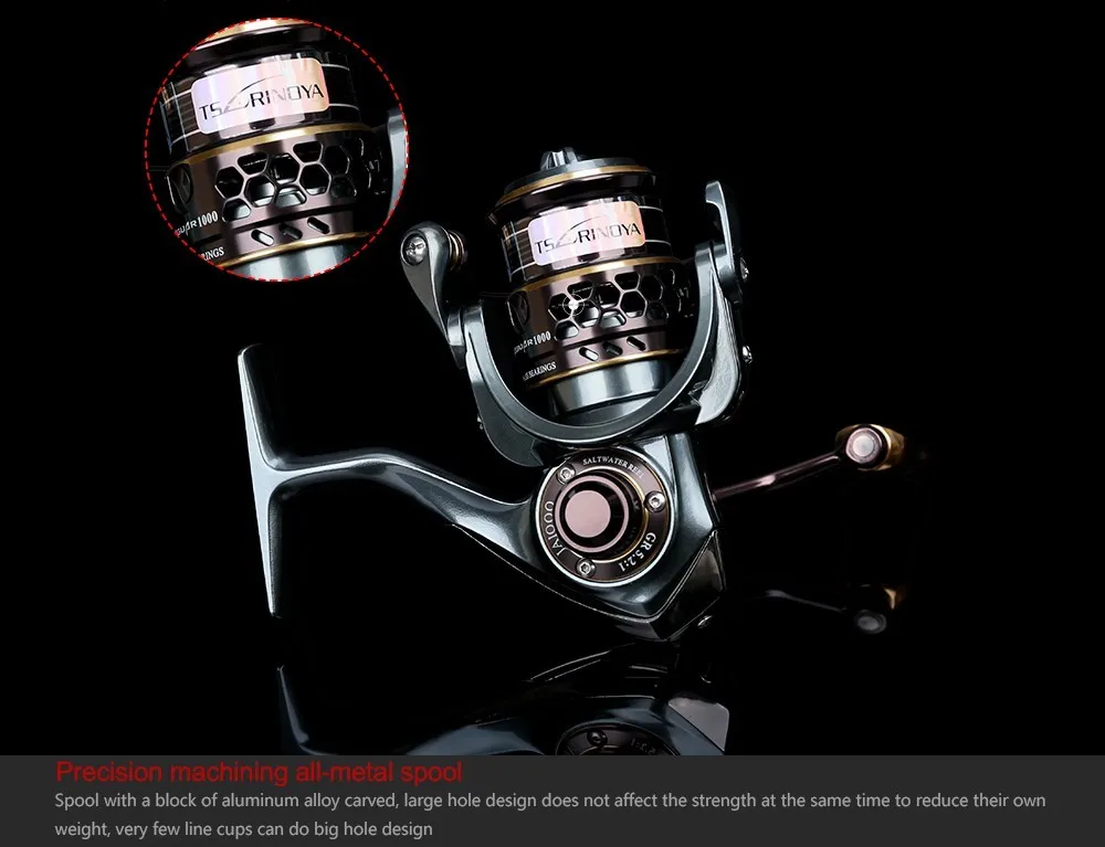 TSURINOYA Jaguar 1000 Fishing Spinning Reel 9+1BB Ultra Light Jigging Fishing Reel Spinning Saltwatrer Carp Metal Handle Coil