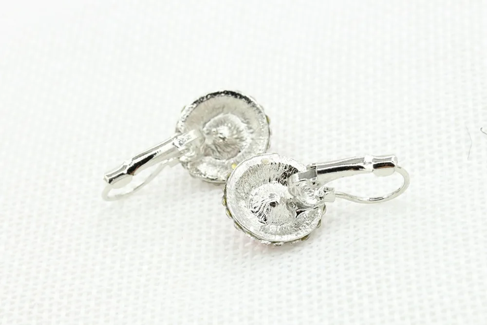 Drop Earrings 6 Colors Round Fancy Crystal Silver Plated Golden Metallic Drop Earrings Women Dangle Earrings