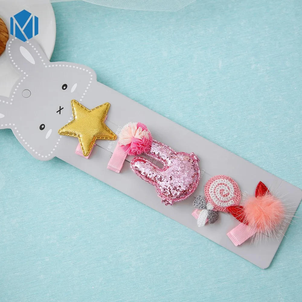 

5PC/SET New Kids Rhinestone Crown Hair Clips for Girls Bowknot Hairpins Children Headwear BB Flower Heart Barrettes Headwear