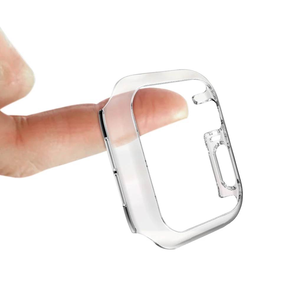 Мужские/женские часы чехол для Apple Watch Series 5 4 защитная крышка ПК корпус покрытие цвета рамка 44 мм 40 мм аксессуары для бампера - Цвет ремешка: Transparent