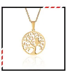 Hot Tree of Life Crystal Round Small Pendant Necklace Gold 6 3