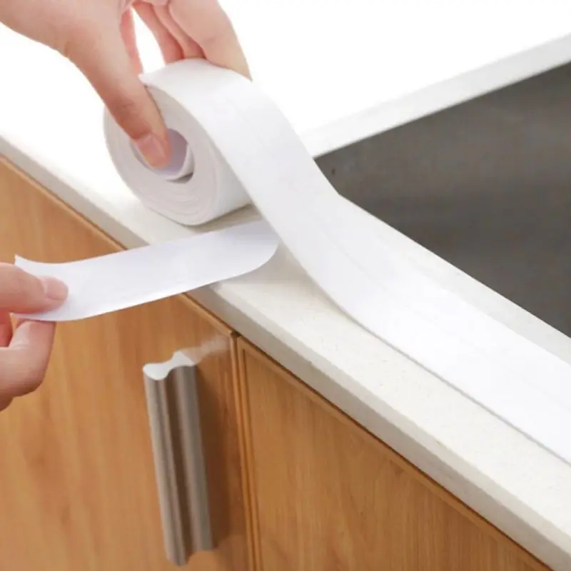 

1 Roll Pvc Material Kitchen Bathroom Wall Sealing Tape Waterproof Mold Proof Adhesive Tile Crack Repair Mildew Tape 3.2m