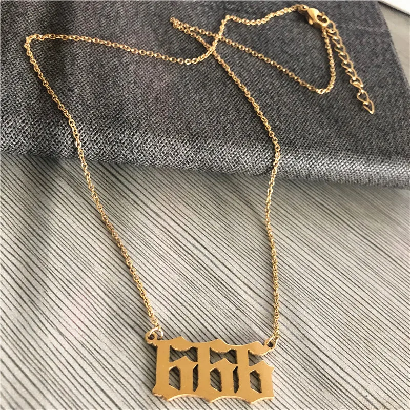 Старый Английский год Цепочки и ожерелья Пользовательское Имя ювелирные изделия 666 английский номер ожерелье с подвеской BFF игры подарок для счастливых год