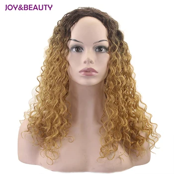

JOY&BEAUTY Black Light Brown Gradient 18 Inch Medium Small Short Curly Hair Wig High Temperature Fiber Synthetic Hair Female Wig