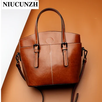

NIUCUNZH Luxury Shoulder Women's Bag Designer Genuine Leather Vintage Crossbody Female Fashion Bags With Top-Handle Lady Tote
