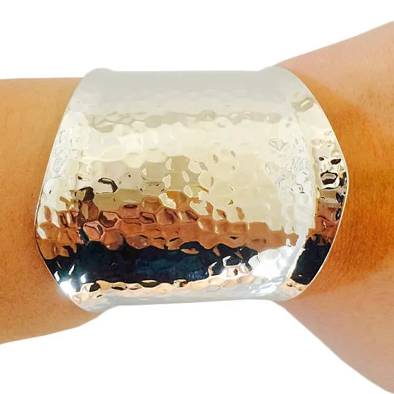 Fitbit Bracelet for Fitbit Flex Fitness Trackers - The LAURA Simple Hammered Silver Cuff Fitbit Bracelet