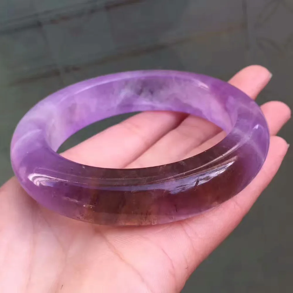 

Genuine Natural Purple Yellow Crystal Woman Elegant Bangle AAAA Inner Diameter 60mm