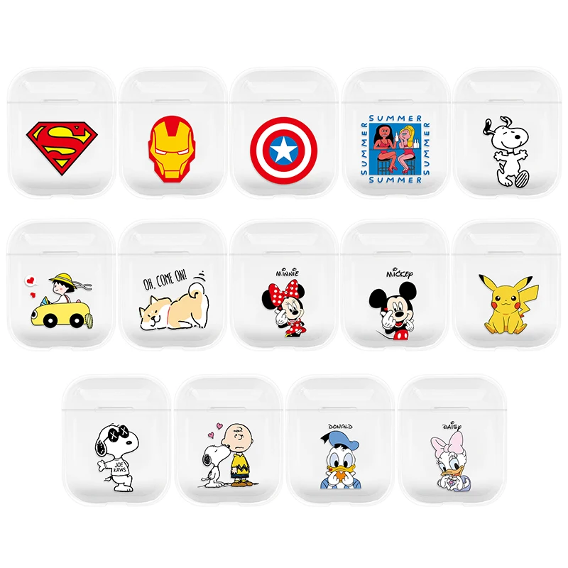 

2019 PC Clear Case For Apple Airpods Cute Earphone Case Cartoon Protective Cover For Airpods Wireless Earphone Headphone Case